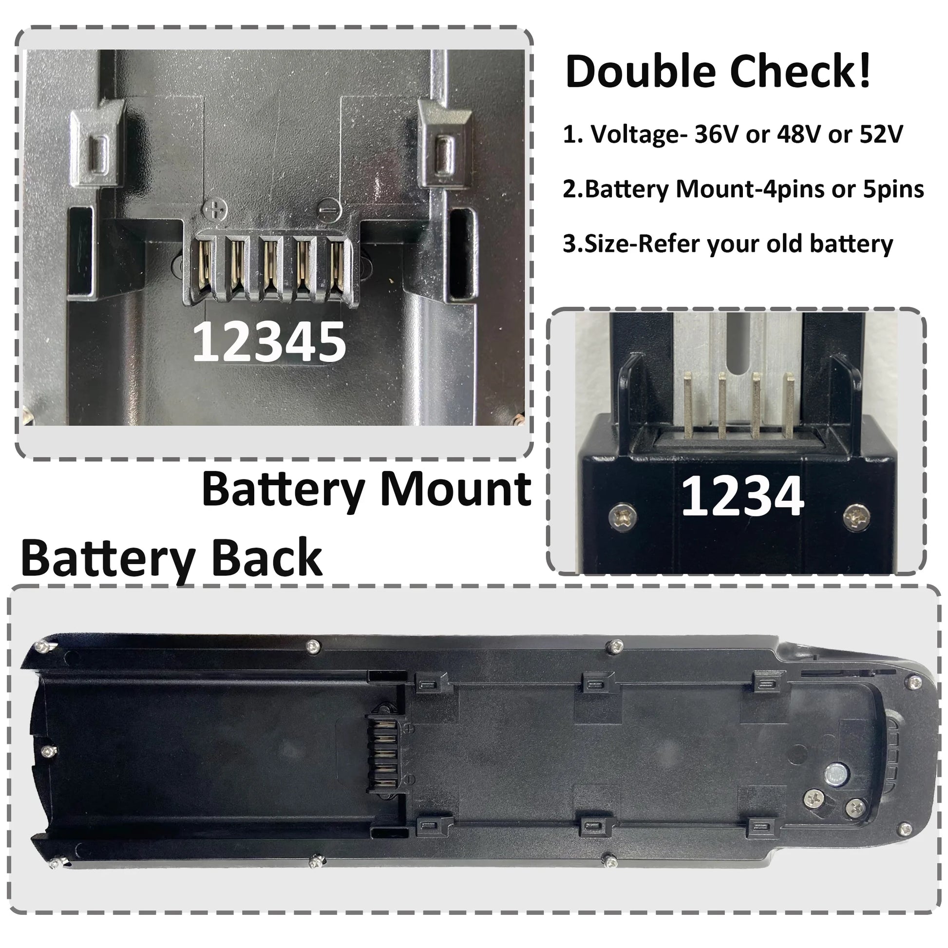48V 15Ah Ebike Battery 5 Pins Lithium Battery 48V Battery 1500W for Electric Bicycle