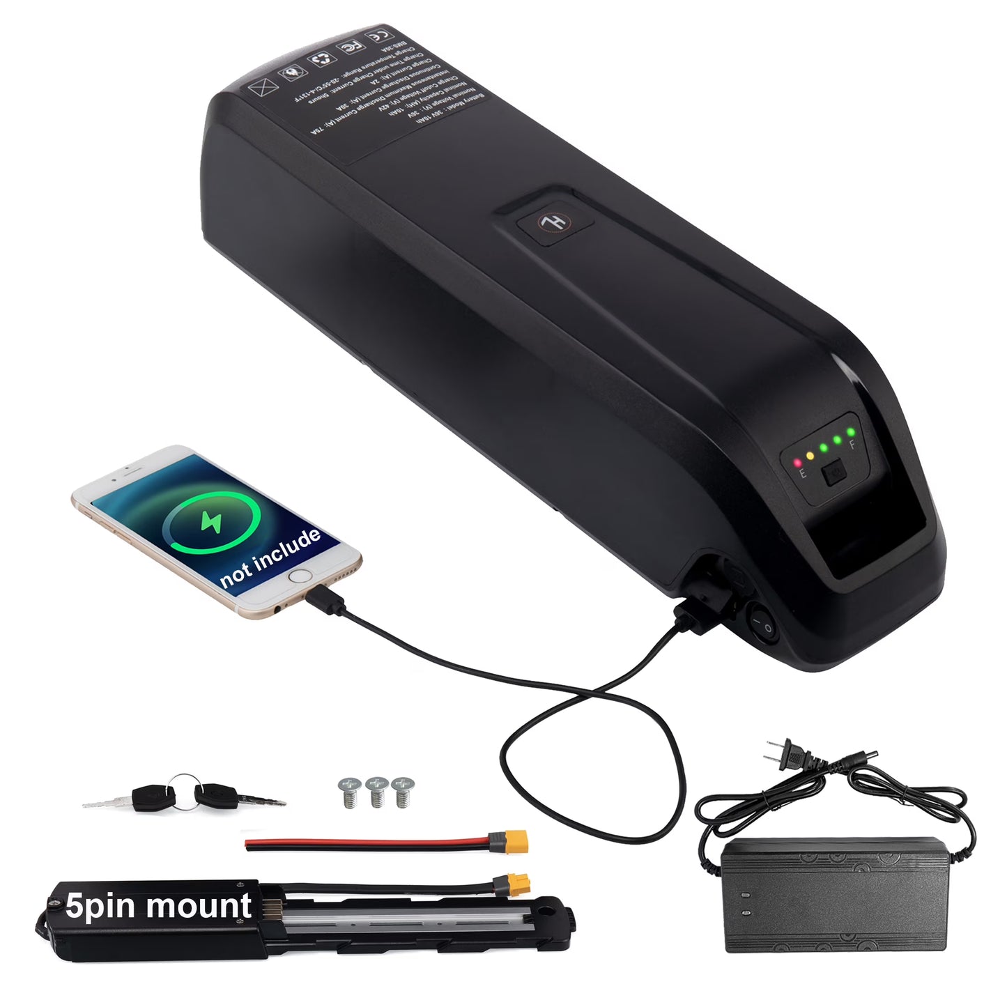 48V 15Ah Ebike Battery 5 Pins Lithium Battery 48V Battery 1500W for Electric Bicycle